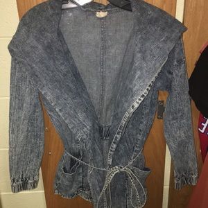 Hooded blue jean jacket